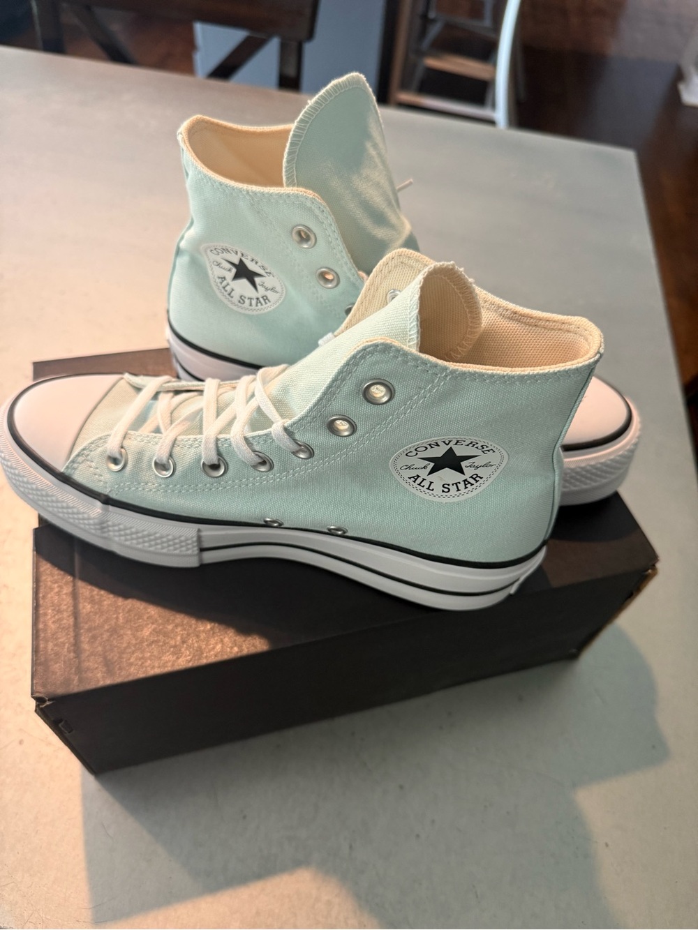 Converse High Top Sneakers in Mint Canvas